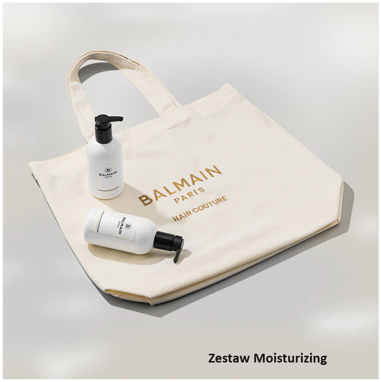 Zestaw Balmain Hair Moisturizing Szampon 300 ml + Moisturizing Conditioner 300 ml + Torba Plażowa