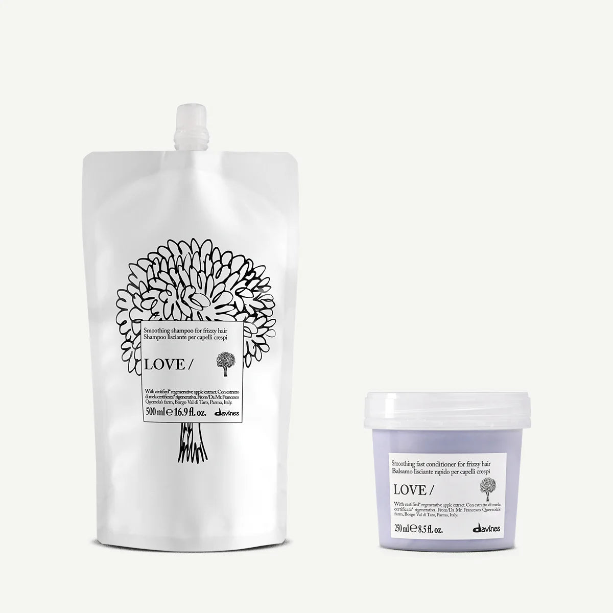 Zestaw Davines New Essential Haircare LOVE Smoothing Conditioner 250 ml + LOVE Smoothing Shampoo Refill 500 ml