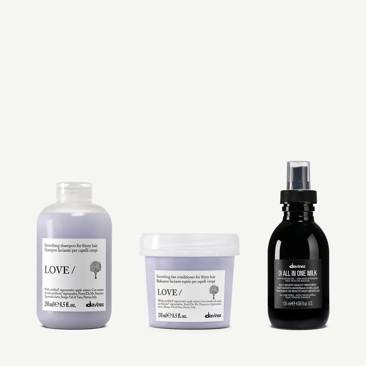 Zestaw Davines Love Smoothing Shampoo 250 ml + Love Smoothing Conditioner 250 ml + OI Milk 135 ml
