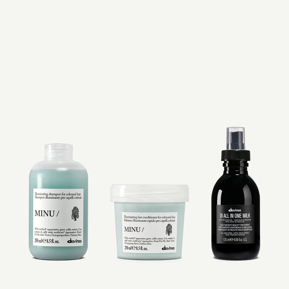Zestaw Davines Minu Shampoo 250 ml + Minu Conditioner 250 ml + OI Milk 135 ml