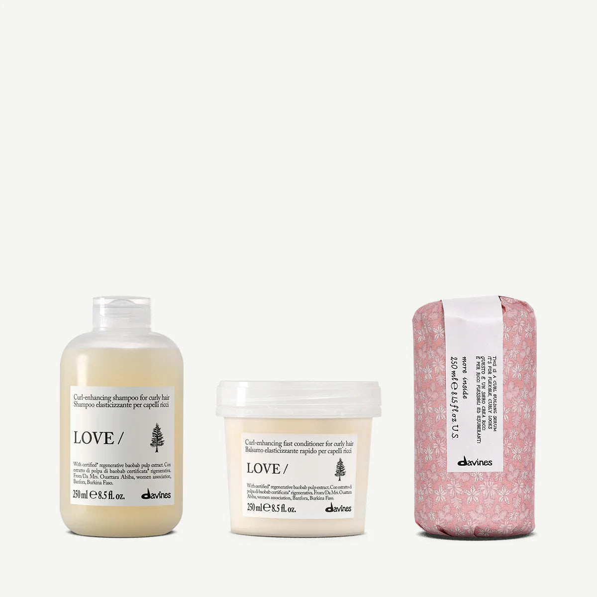 Zestaw Davines Love Curl Shampoo 250 ml + Love Curl Conditioner 250 ml + More Inside Curl Building Serum 250 ml