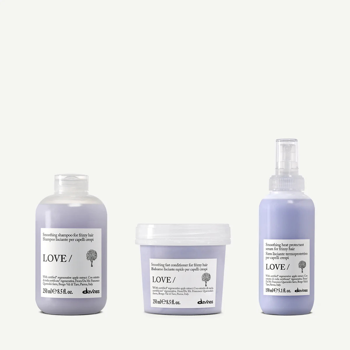Davines LOVE Smoothing Shampoo 250 ml + LOVE Smoothing Conditioner 250 ml + LOVE Smoothing Serum 150 ml