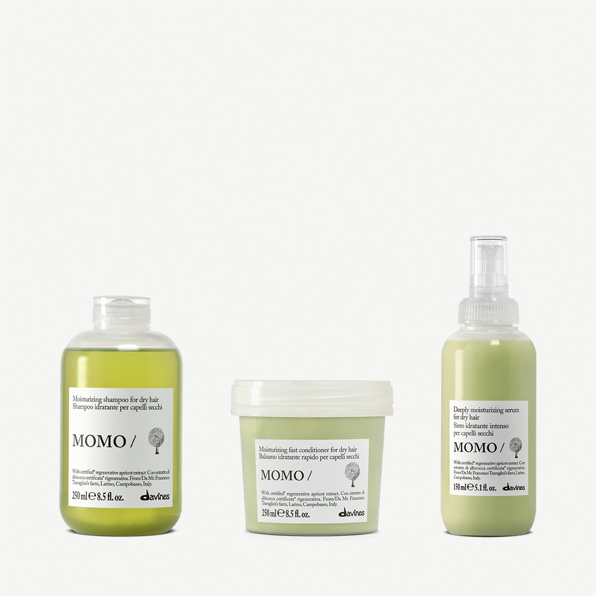 Davines MOMO Shampoo 250 ml + MOMO Conditioner 250 ml + MOMO Quenching Fluid 150 ml