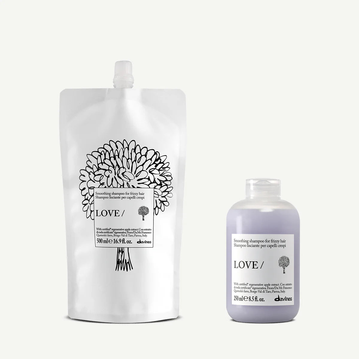 Zestaw Davines New Essential Haircare LOVE Smoothing Szampon 250 ml + LOVE Smoothing Shampoo Refill 500 ml