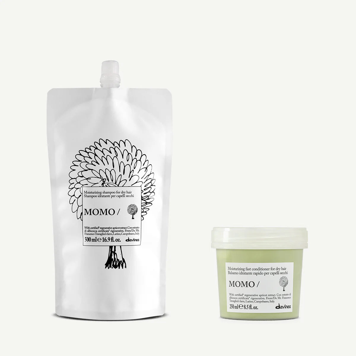 Zestaw Davines New Essential Haircare MOMO Conditioner 250 ml + MOMO Shampoo Refill 500 ml