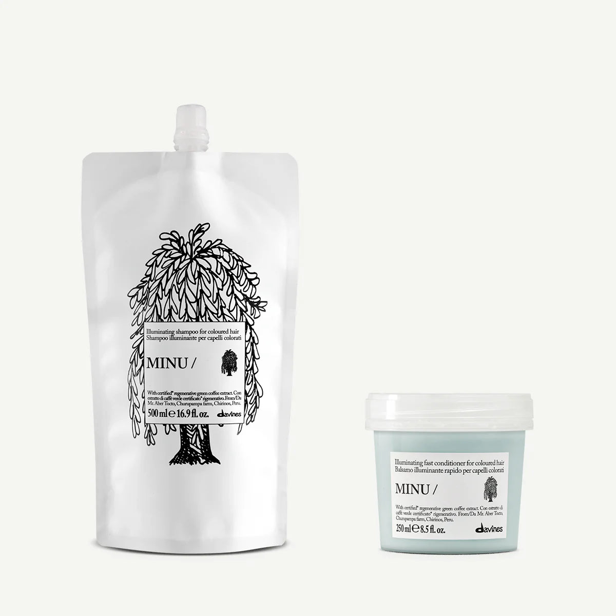 Zestaw Davines New Essential Haircare MINU Conditioner 250 ml + MINU Shampoo Refill 500 ml