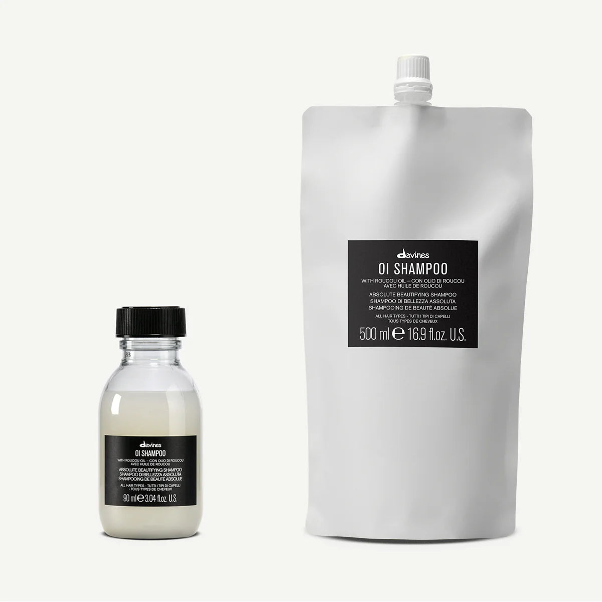 Zestaw Davines OI Shampoo 90 ml + OI Shampoo Refill 500 ml