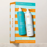 Moroccanoil Repair odbudowujący zestaw pudełkowy do włosów zniszczonych | szampon 500ml, odżywka 500ml