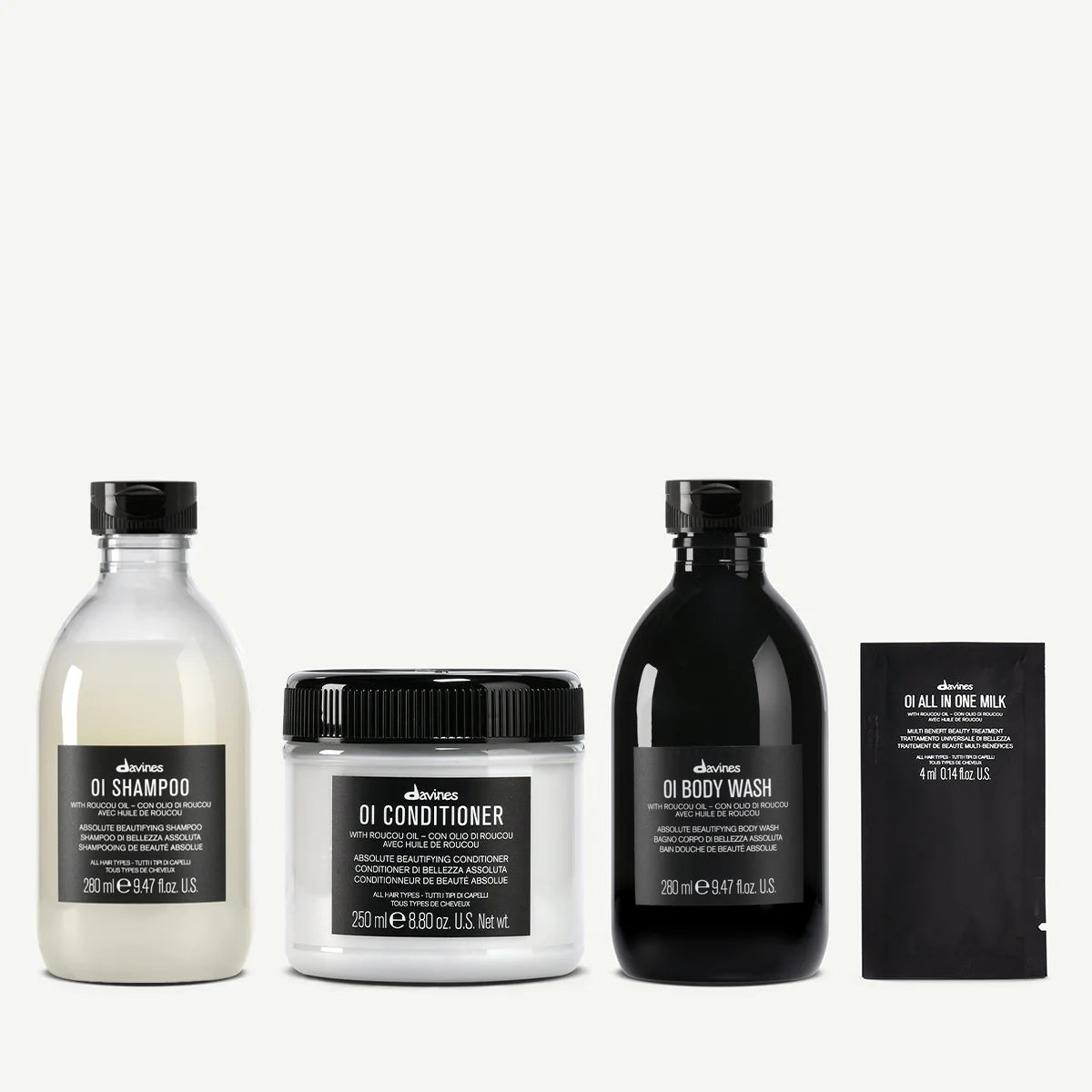 Zestaw Davines OI Shampoo 280 ml + OI Conditioner 250 ml + OI Body Wash 280 ml + OI Milk 4 ml