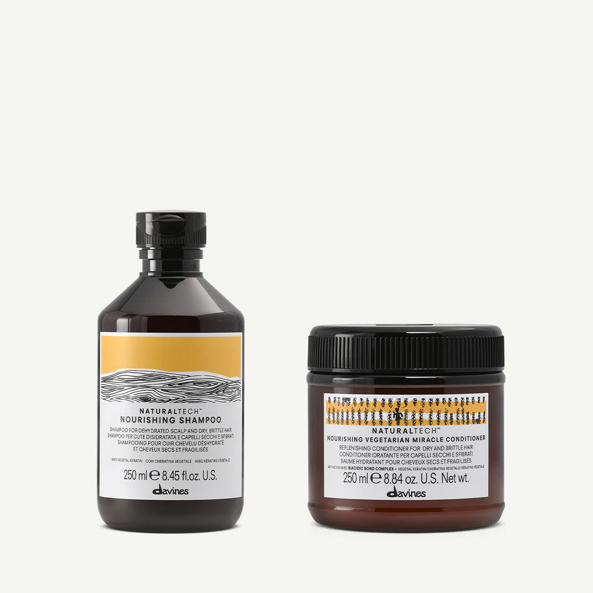 Zestaw Davines Naturaltech Nourishing Shampoo 250 ml + Nourishing Vegetarian Miracle Conditioner 250 ml
