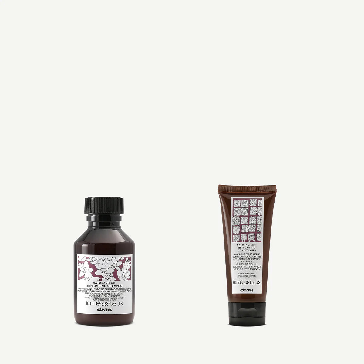Zestaw Travel Davines Naturaltech Replumping Shampoo 100 ml + Replumping Conditioner 60 ml