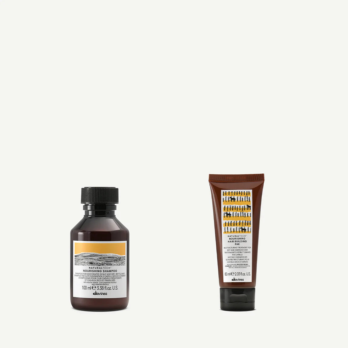 Zestaw Travel Davines Naturaltech Nourishing Shampoo 100 ml + Nourishing Hair Building Pak 60 ml