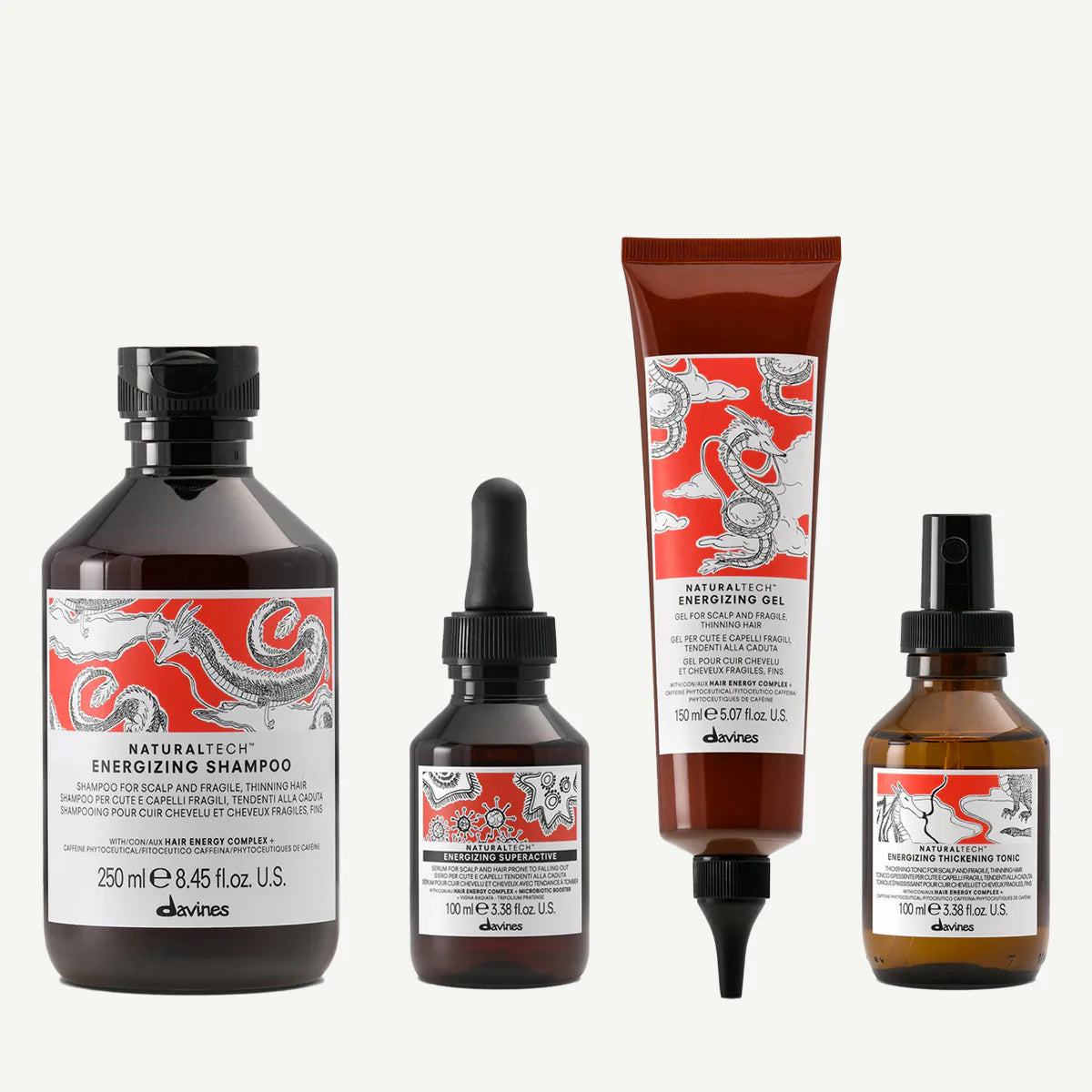 Zestaw Davines Naturaltech Energizing Shampoo 250 ml + Energizing Superactive 100 ml + Energizing Gel 150 ml + Energizing Thickening Tonic 100 ml